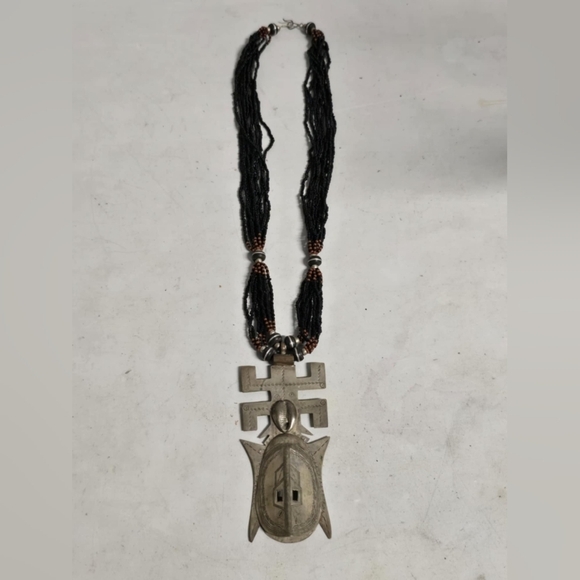 Authentic Tuareg Silver Amulet Multi Strand African  Black  Seed Necklace RARE - Picture 6 of 8